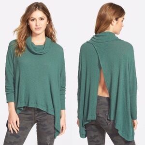 Free People FP Beach World Traveler Split Back Cowl Neck Pullover Top